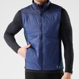Smartwool Smartloft Blue/gray Zip Pockets Full Zip Closure Wool Blend Vest Sz M